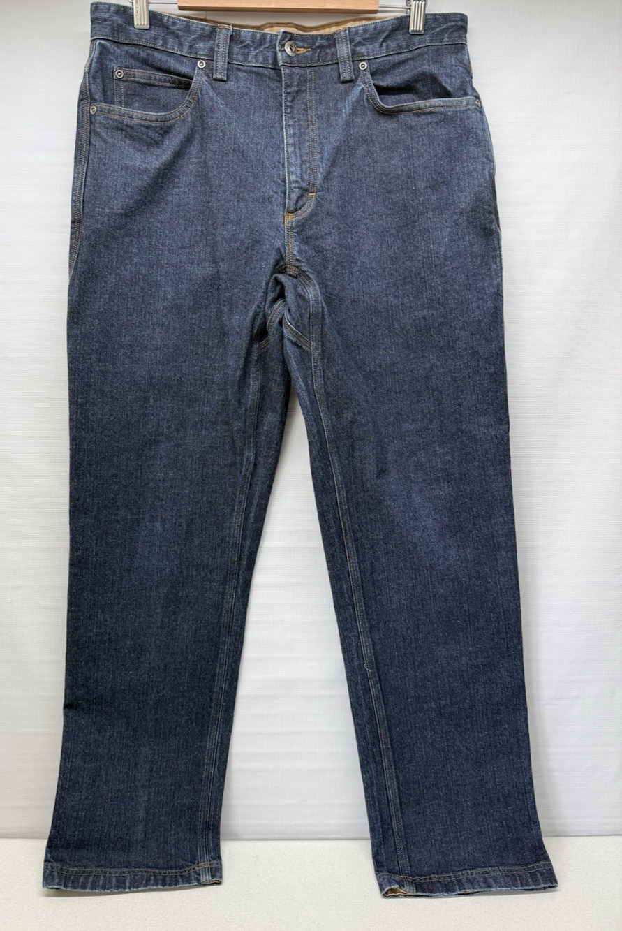 Duluth Trading Co Flex Ballroom Jeans Mens 34x32 Relaxed Fit Blue Denim